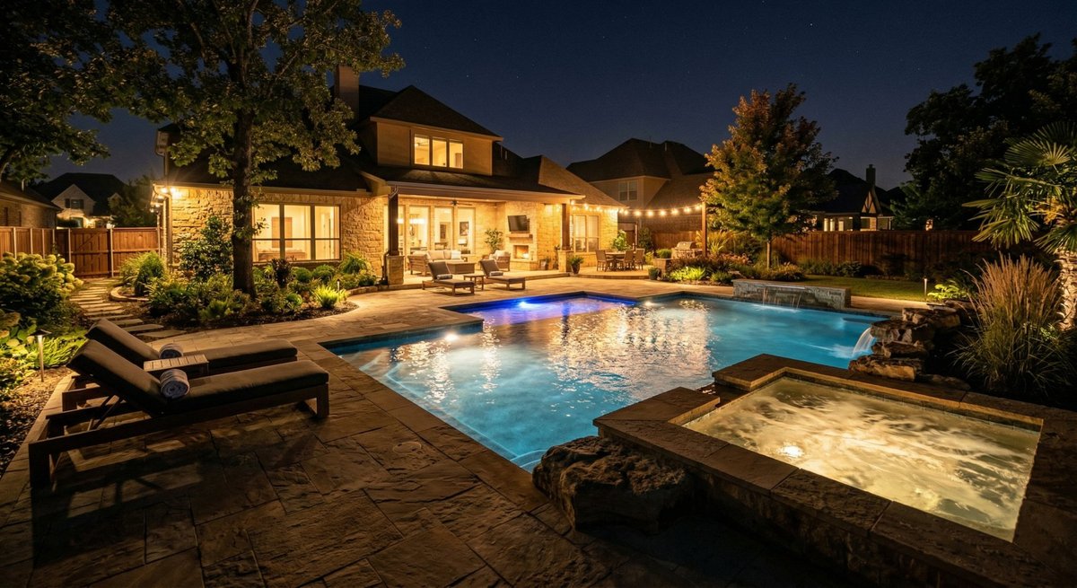 Luxury pool and patio area